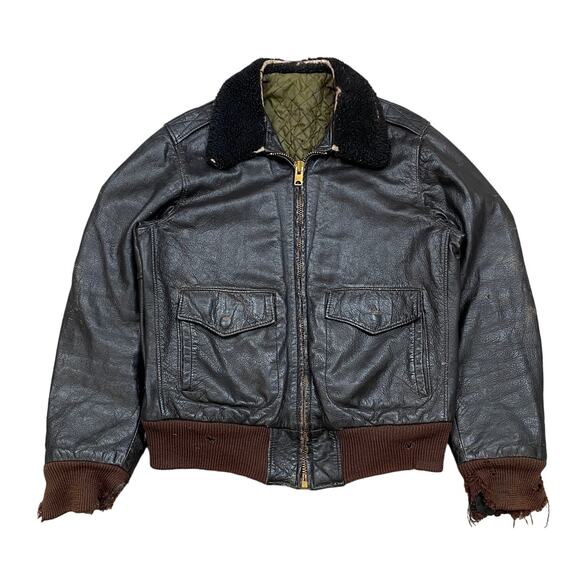 True Vintage 50s 60s Aviator Bomber Flight Jacket Talon Zipper Men's L - Picture 1 of 10